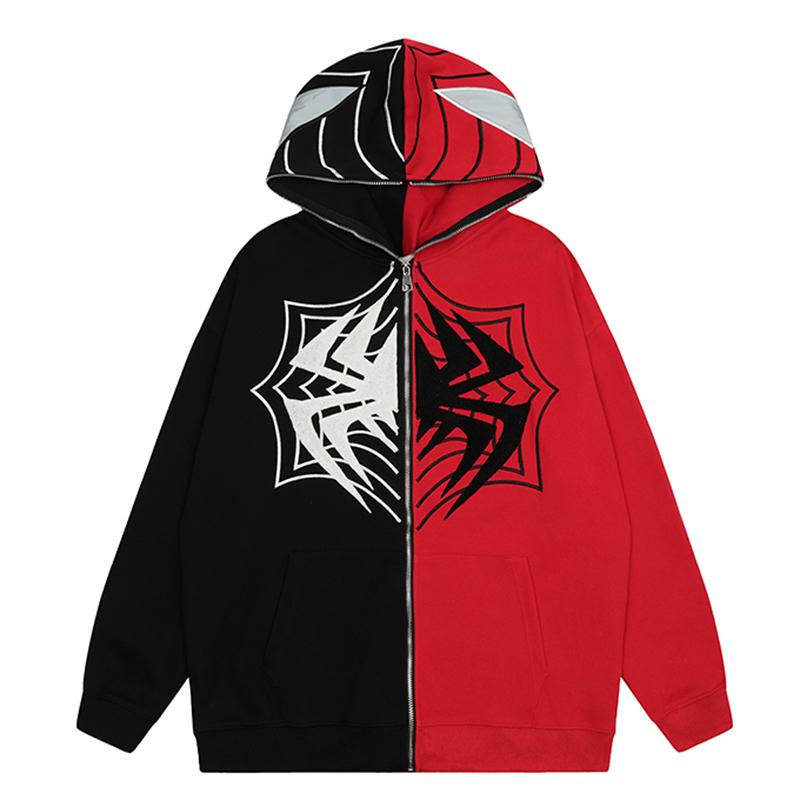 Spider Zip-Up Hoodie Shirts & Tops PinkLimes Trending Streetwear