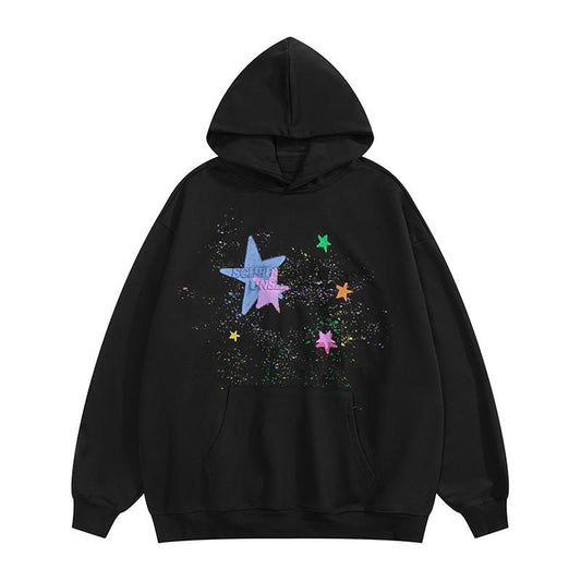 Star Night Hoodie Black Shirts & Tops PinkLimes Trending Streetwear