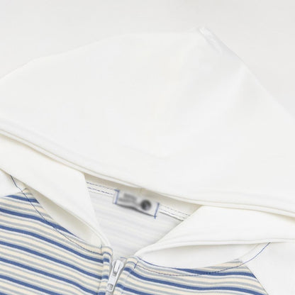 Striped Zip-Up Hoodie Shirts & Tops PinkLimes Trending Streetwear