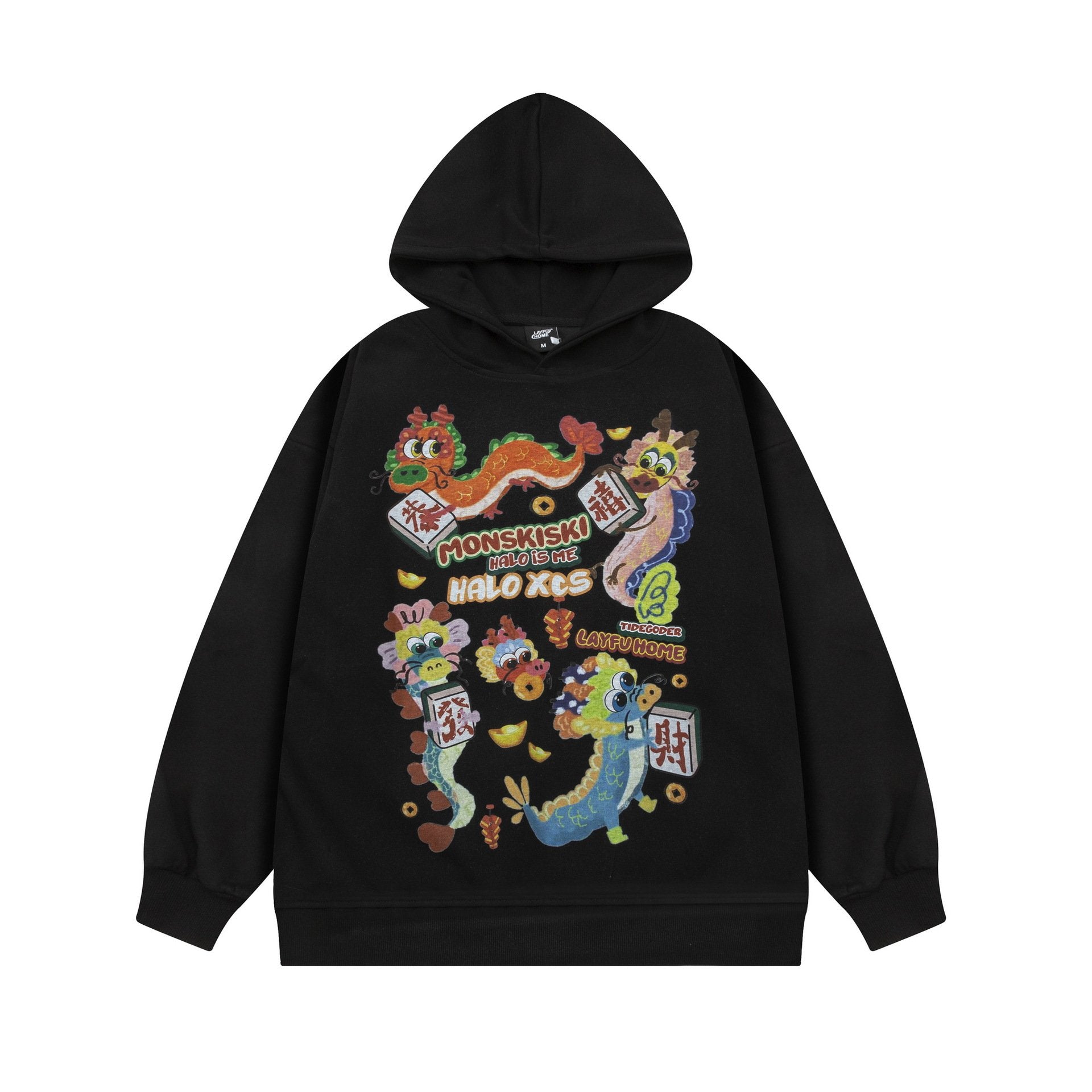 Monskiski Dragon Hoodie Black Shirts & Tops PinkLimes Trending Streetwear