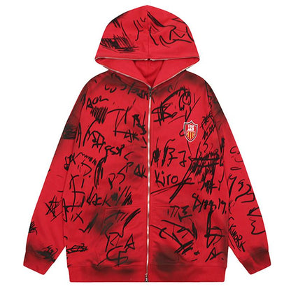 126 Zip-Up Hoodie Red Shirts & Tops PinkLimes Trending Streetwear
