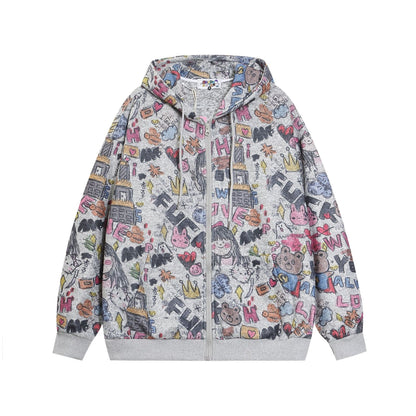 Graffiti Hoodie Gray Shirts & Tops PinkLimes Trending Streetwear