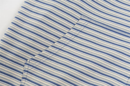 Striped Zip-Up Hoodie Shirts & Tops PinkLimes Trending Streetwear