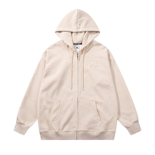 Bestaxe Zip-Up Hoodie Beige Shirts & Tops PinkLimes Trending Streetwear