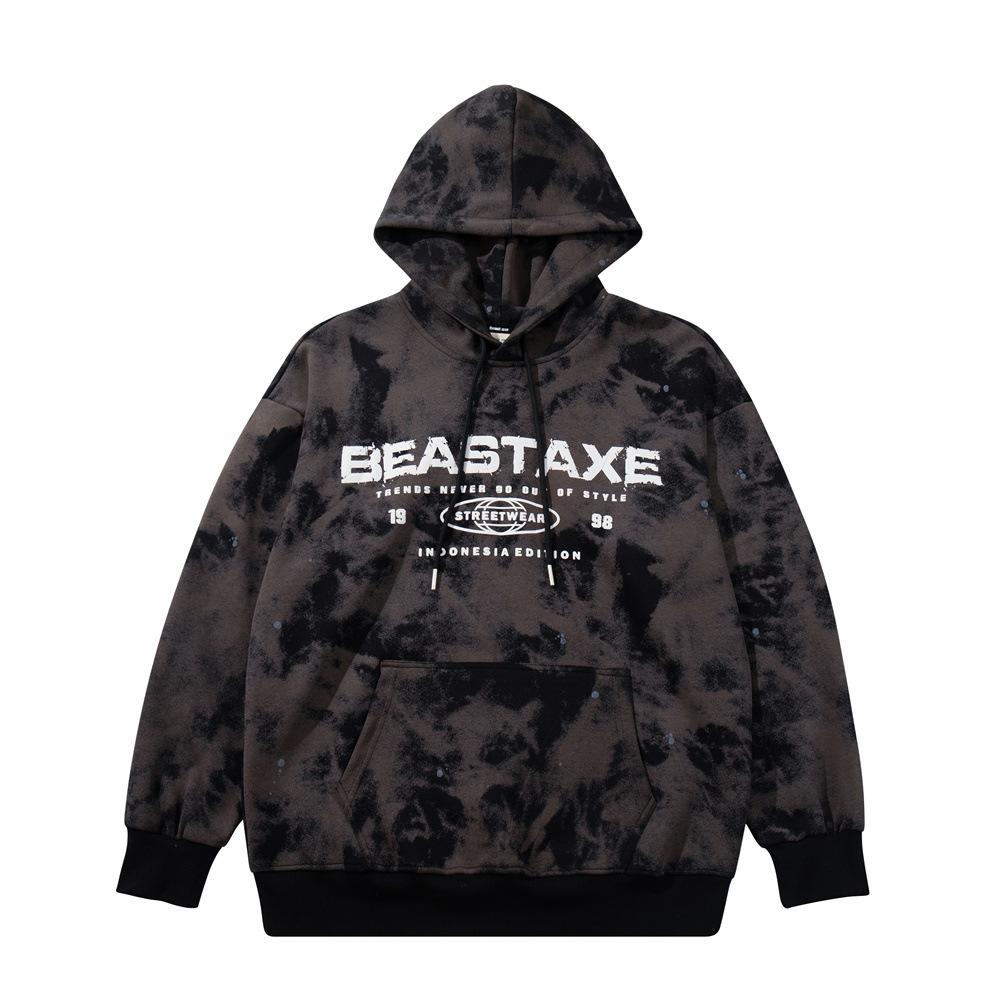 Tie-dyed Camouflage Hoodie Black Shirts & Tops PinkLimes Trending Streetwear