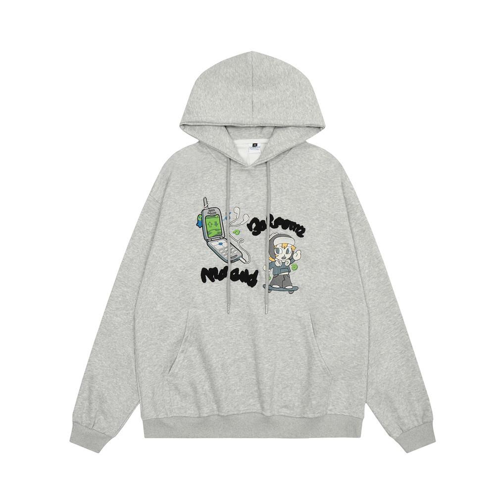 Retro sk8 Hoodie Grey Shirts & Tops PinkLimes Trending Streetwear