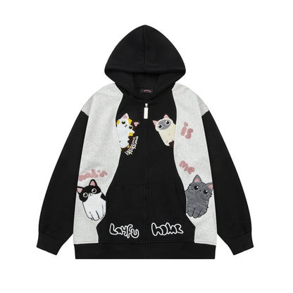 Layfu Home Patchwork Hoodie Black Shirts & Tops PinkLimes Trending Streetwear