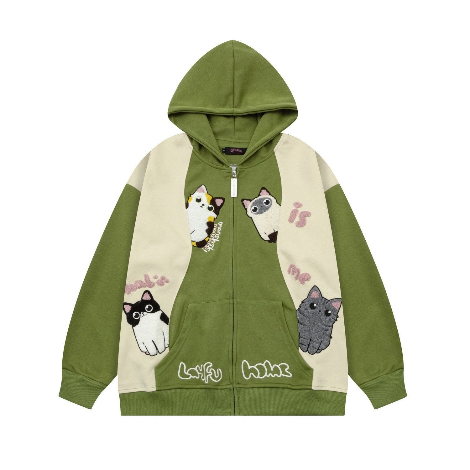 Layfu Home Patchwork Hoodie Green Shirts & Tops PinkLimes Trending Streetwear