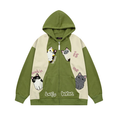 Layfu Home Patchwork Hoodie Green Shirts & Tops PinkLimes Trending Streetwear
