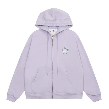 Verblee Over Zip-Up Hoodie Purple Shirts & Tops PinkLimes Trending Streetwear