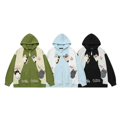 Layfu Home Patchwork Hoodie Shirts & Tops PinkLimes Trending Streetwear