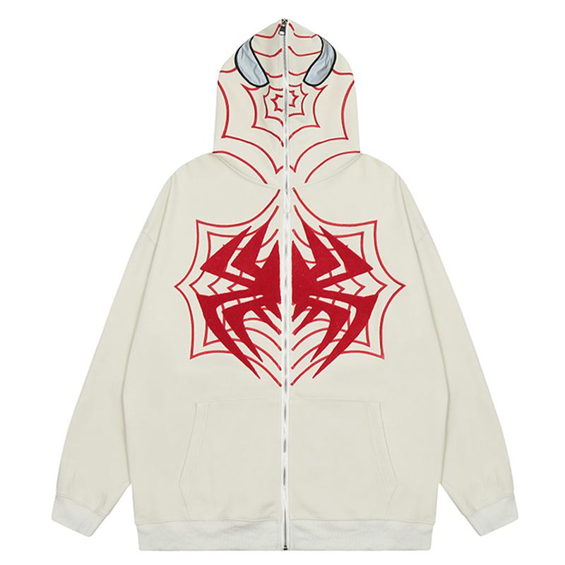 Spider Zip-Up Hoodie Beige Shirts & Tops PinkLimes Trending Streetwear