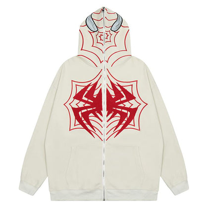 Spider Zip-Up Hoodie Beige Shirts & Tops PinkLimes Trending Streetwear